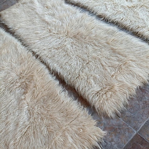 Velentzas flokati rugs set of 3, new, natural sheep wool