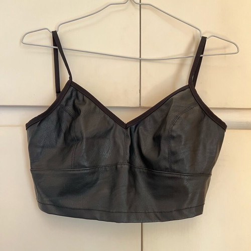 Anel black leather camisole top like new