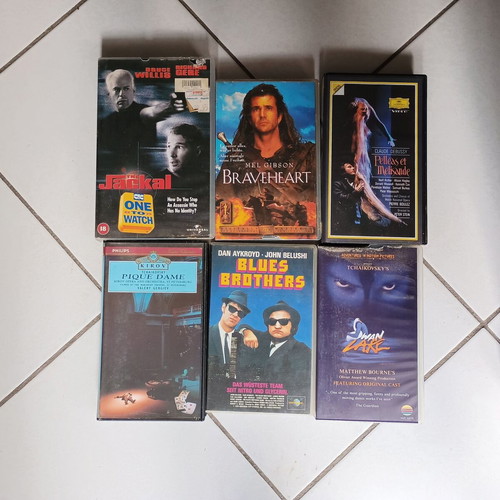 Authentic VHS video cassettes used, pack of 6, vintage