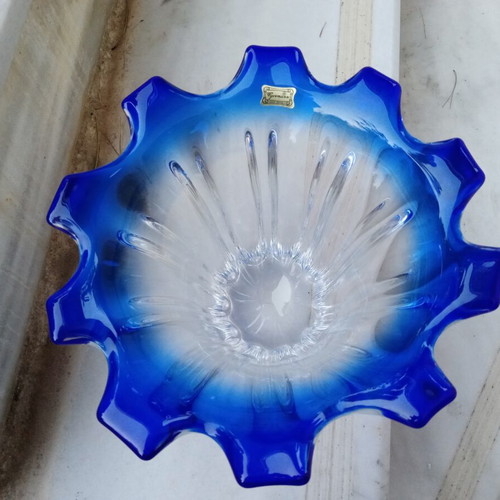 Egermann Bohemia crystal bowl, cobalt blue