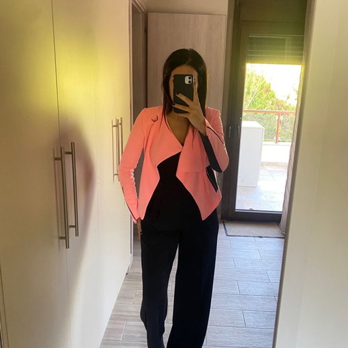River Island crop jacket size S like new, pink with zipper details