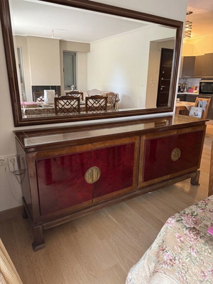 Walnut wood buffet console used with art deco and Chinese style