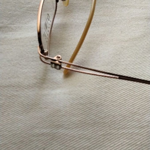 One Italian Metal Eyeglass Frame like new, light brown with rhinestones