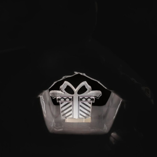 Christmas house with lighted gift, new