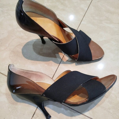 Rollini vintage patent leather pumps used size 38 brown-black