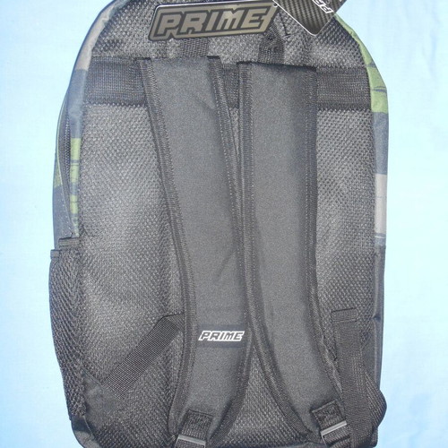 Prime khaki school backpack new, black with white patterns