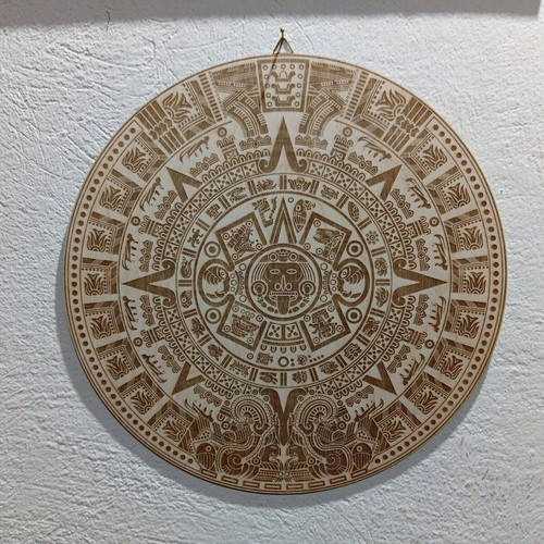 Mayan Sun Calendar wooden cnc laser engraved new