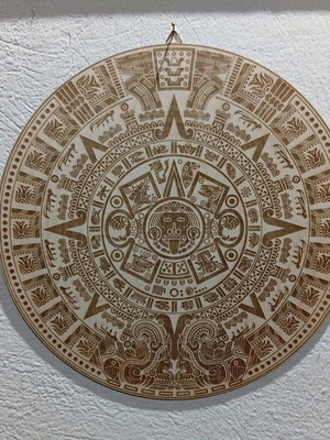 Mayan Sun Calendar wooden cnc laser engraved new