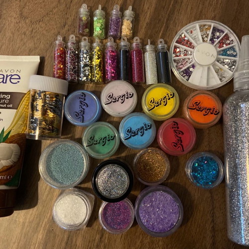 Nail products pack like new with Sergio powders and glitter
