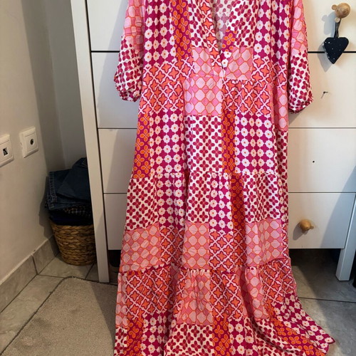 Trendyol dress airy viscose size 38 like new, white and pink