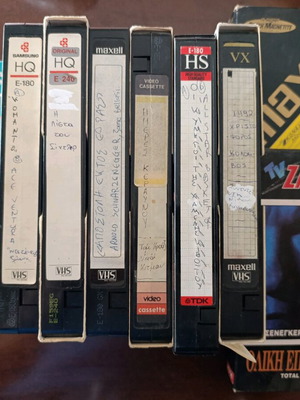 Video cassettes used, pack of 9
