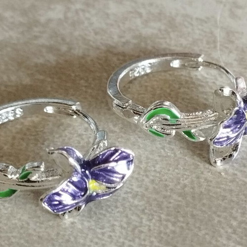 Iris flower earrings Elegance, like new, purple and silver