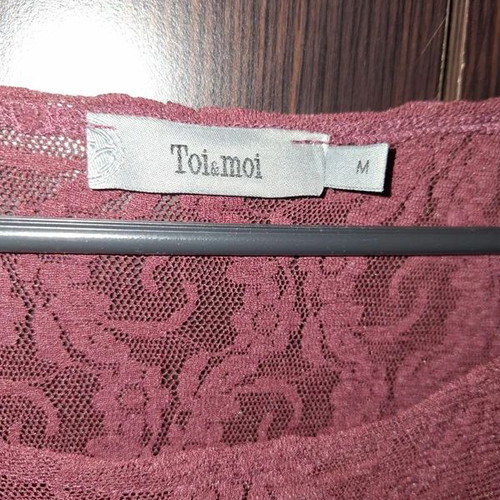Toi&moi sleeveless dress with lace, size M, burgundy
