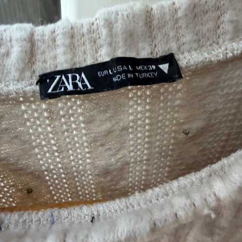 Zara top with pearls like new, size large, beige