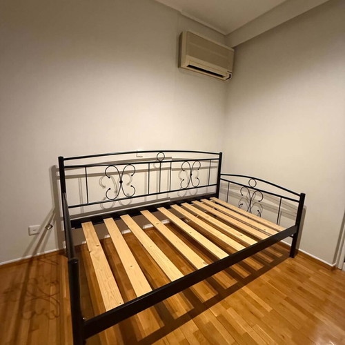 Half-Double Bed with Mattress 120x200 Like New, Handmade Metal Frame