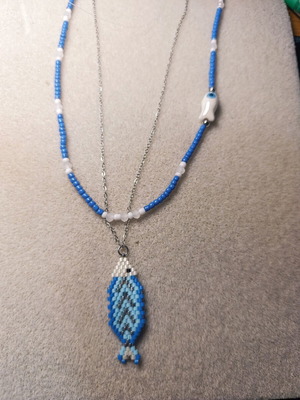 Set of 2 handmade necklaces with stainless steel elements and chain