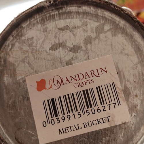 Decorative metal bucket with decoupage new