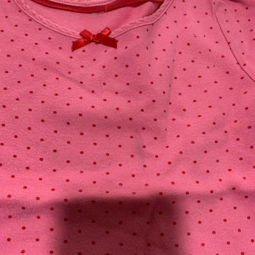 H&M pajama used for ages 2-4, red and pink with stains