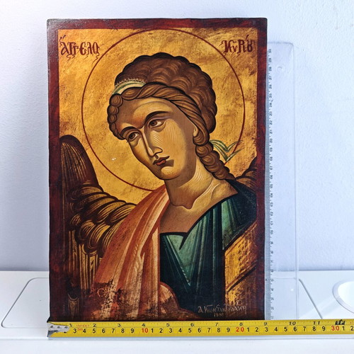 Handmade Angel of the Lord painting used, signed 1988