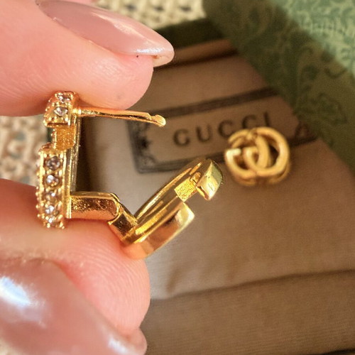 Gucci Double G gold tone earrings 2 in 1