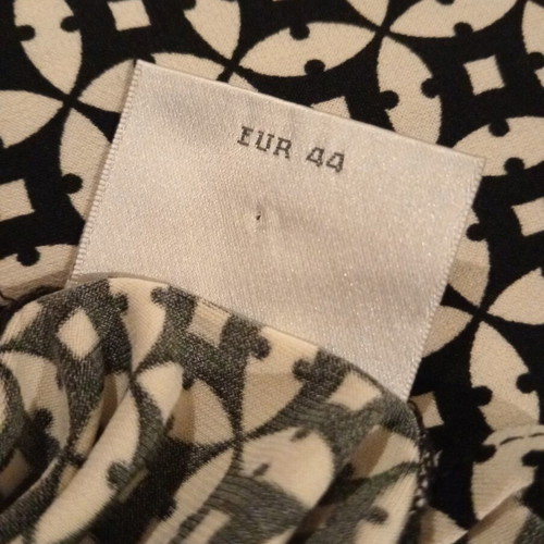 Next midi dress with elastic waist, black and white geometric pattern, UK 16 EUR 44