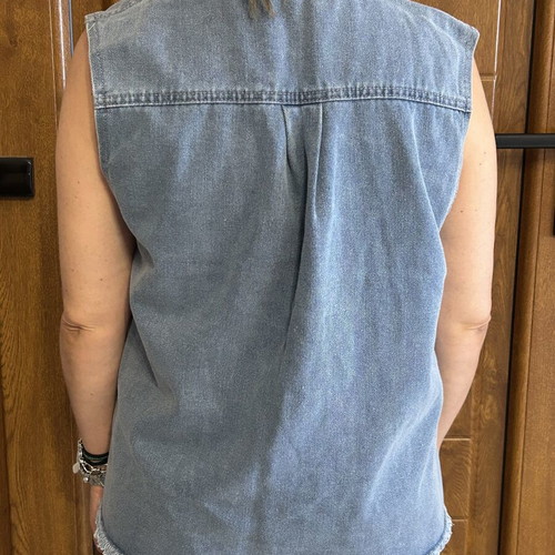Trendyol sleeveless jean jacket, size L, blue