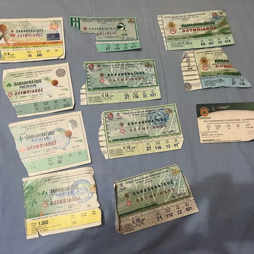 Panathinaikos Europe and Derby Ticket Collection used, 30 basketball tickets