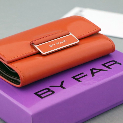 By Far women's wallet new, genuine leather, orange