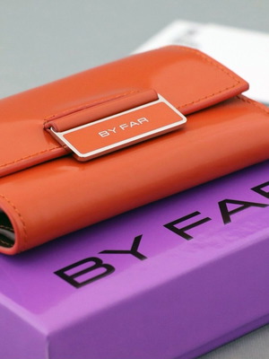 By Far women's wallet new, genuine leather, orange