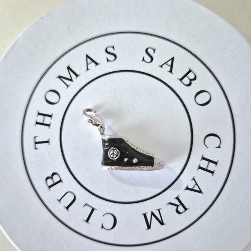 Thomas Sabo Sterling Silver Sneaker Charm with Peace Sign, Black Enamel pendant like new