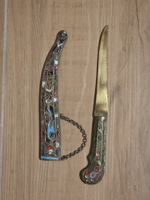 Decorative Cloisonné enamel knife used, not sharpened