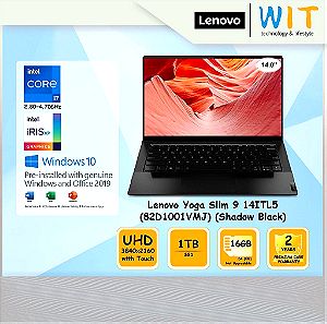 καινούριο, σφραγισμένο, εγγύηση, απόδειξη αλυσίδας LENOVO Laptop Yoga Slim 9-14ITL5 14'' UHD/i7-1165G7/16GB/1TB SSD/INTEL Iris Xe Graphics/Win 11 Home/2Y CAR/Touch/Black