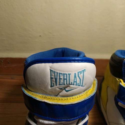 Everlast high-top boxing sneakers used, blue and yellow