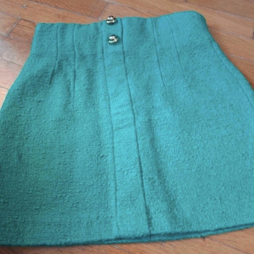 Zara green mini skirt with gold buttons, new