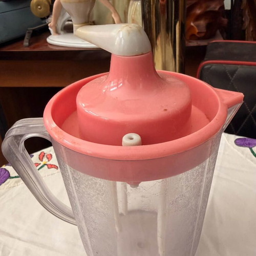 Vintage Mixer Express used, manual smoothie blender pink 15x11cm