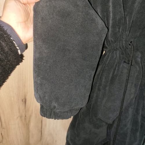 Owtwo black corduroy jacket XXL used with plush lining and hood