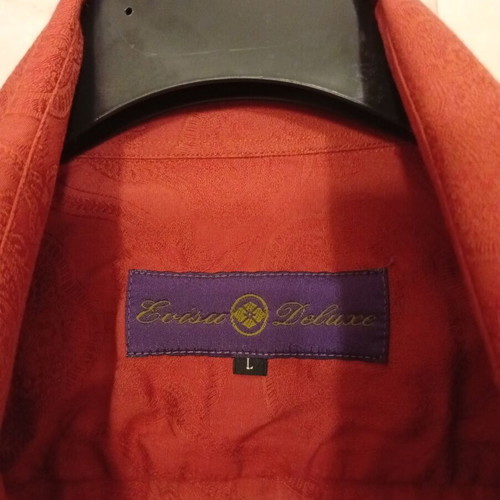 Evisu Deluxe shirt used, size L, red, made in Japan