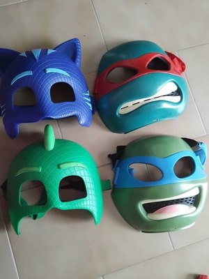 Πλαστικές μάσκες PJ Masks και Χελωνονιντζάκια, σετ 4