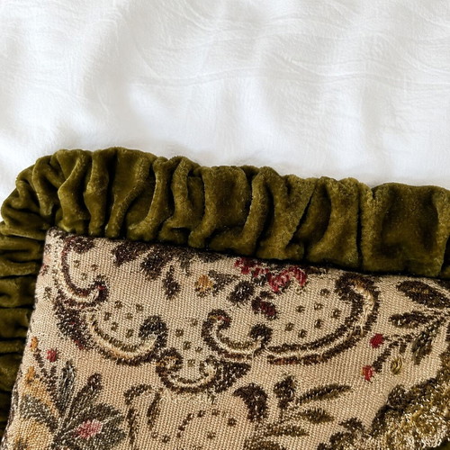 Vintage German Pillowcase 70s Olive Velvet 53×42 cm