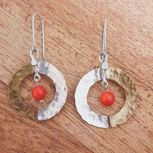 Handmade earrings silver 925, bronze, coral new