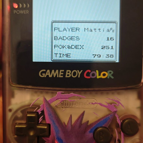Game Boy Color custom Gengar με IPS οθόνη και Pokémon Crystal repro, σαν καινούργιο
