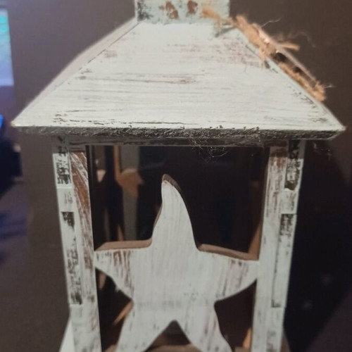 Lantern for tealight blue like new, medium size hard cardboard