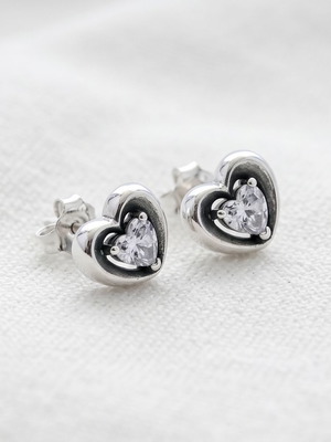 Pandora Radiant Heart & Floating Stone σκουλαρίκια καρφωτά καινούργια, ασημένια