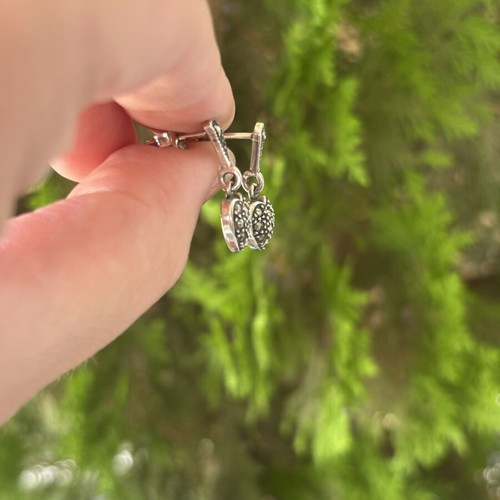 Gianniotika 925 Silver Earrings with Marcasite Heart Design new