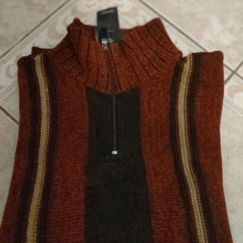 Men's sweater new, soft chenille, black multicolor, sizes M L