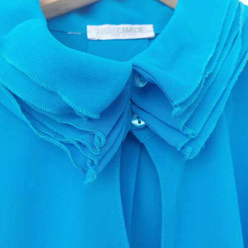 Naracamicie Italian Blue Blouse L/XL like new with Elegant Collar