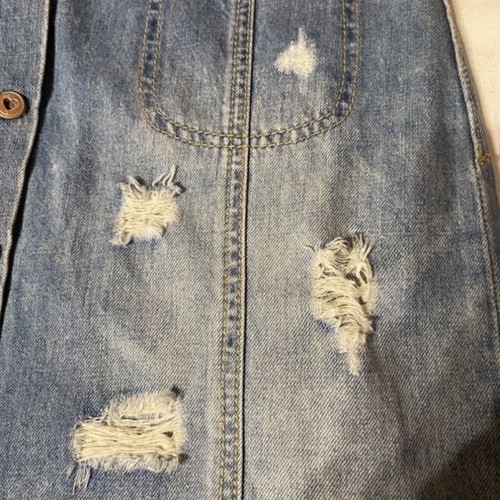Mini denim skirt like new, blue, size S with buttons and distressed style