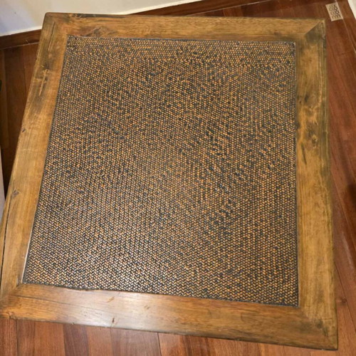 Solid wood side table used, decorative surface 60x64 cm