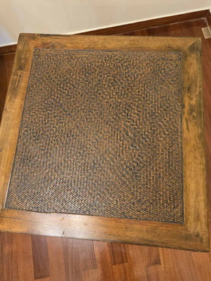 Solid wood side table used, decorative surface 60x64 cm