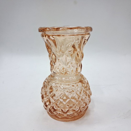 Vintage embossed glass vase 10 cm like new, amber tone